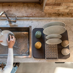Dish Drainer with Mat Clay - Dry&Safe