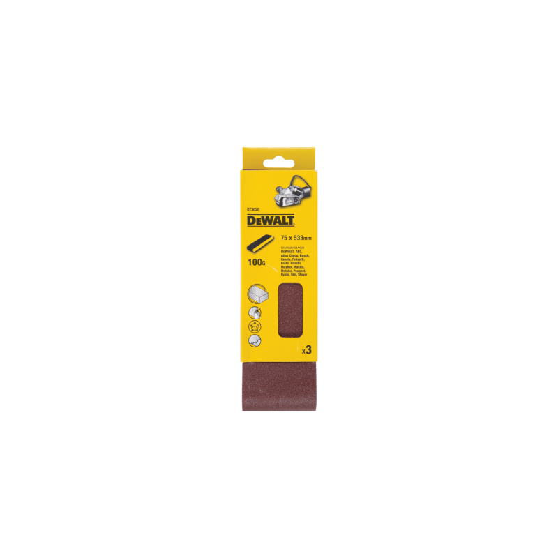 3 Bandas De Lija 75mm x 533mm DeWalt G100