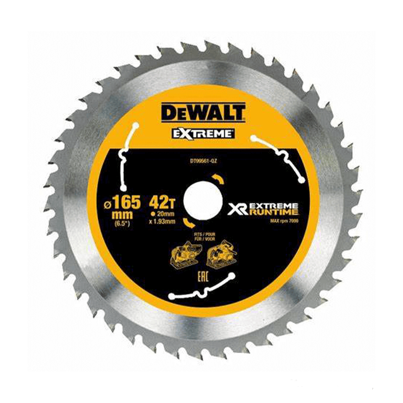 DeWalt portable XR Flexvolt saw blade (165mm x 20mm x42T)