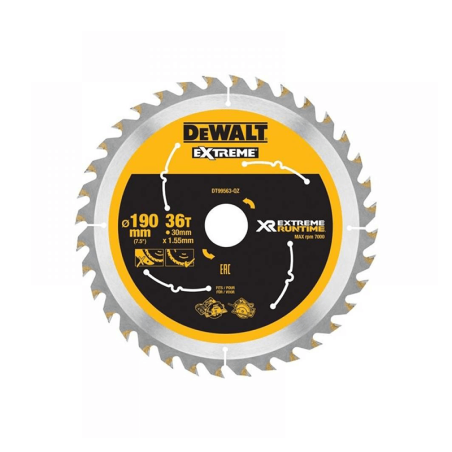 DeWalt portable XR Flexvolt saw blade (190mm x 30mm x 36T)