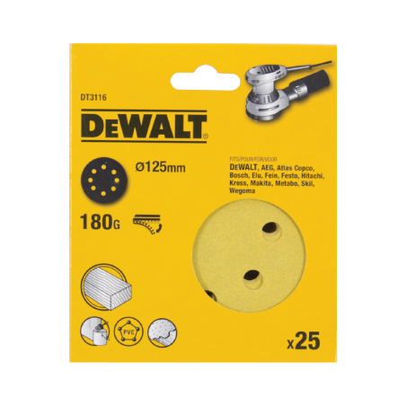 25 Discos De Lija Con Velcro 125mm DeWalt G180