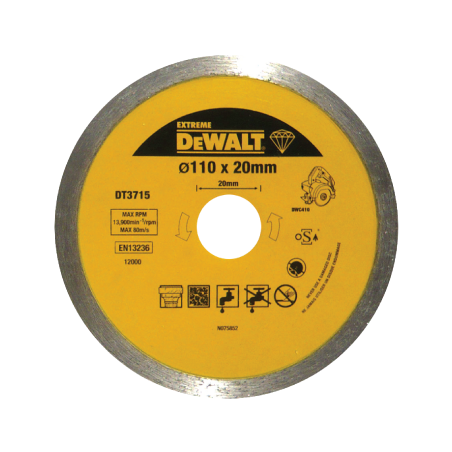 Disco de diamante para DWC410 corte en seco y húmido DeWalt (110 x 20 x 8mm)
