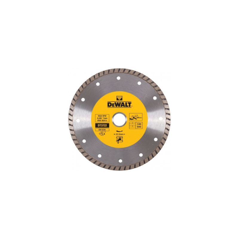 Discos de diamante para corte en seco Turbo DeWalt (180 x 22.2 x 7mm)