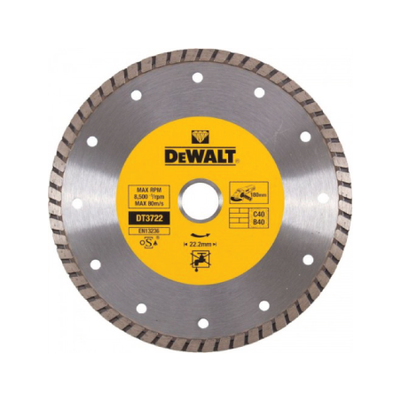 Discos de diamante para corte en seco Turbo DeWalt (180 x 22.2 x 7mm)