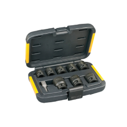 Kit de 9 llaves de impacto DeWalt  10,13,17,19,22,24,27mm y adaptador 1/4' para 1/2') mm