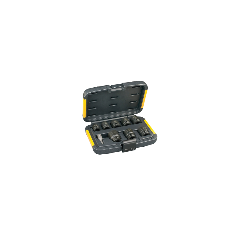 Kit de 9 llaves de impacto DeWalt  10,13,17,19,22,24,27mm y adaptador 1/4' para 1/2') mm