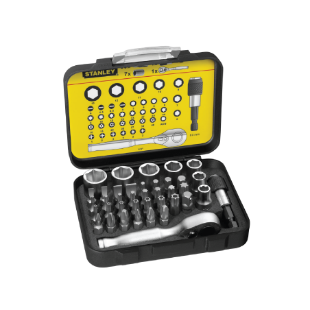 STANLEY® 39 Piece 1/4' Drive Bits Set + Magnetic Bit Holder with Lock-Ring STN1-13-906