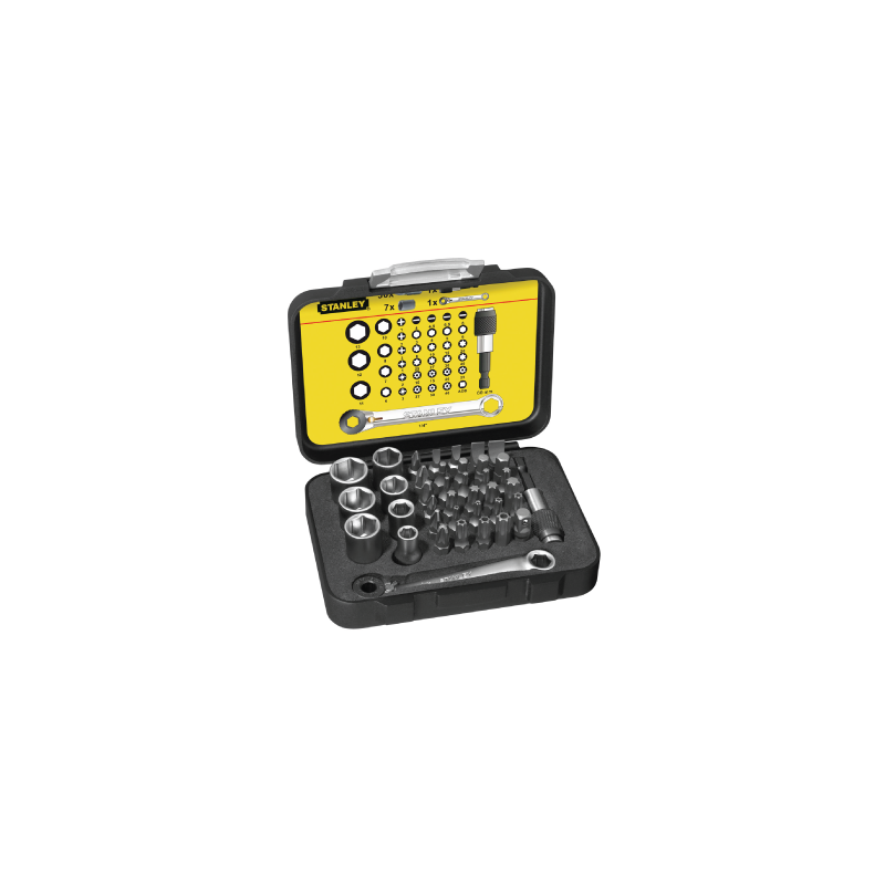 STANLEY® 39 Piece 1/4' Drive Bits Set + Magnetic Bit Holder with Lock-Ring STN1-13-907
