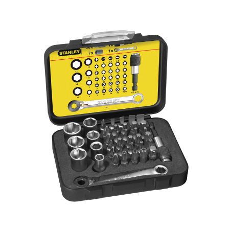 STANLEY® 39 Piece 1/4' Drive Bits Set + Magnetic Bit Holder with Lock-Ring STN1-13-907