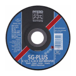 Discos Desbaste Línea SG-Plus Gran Exigencia Inox/Acero PFERD E 125-7 A 46 H SGP-Whisper/22,23