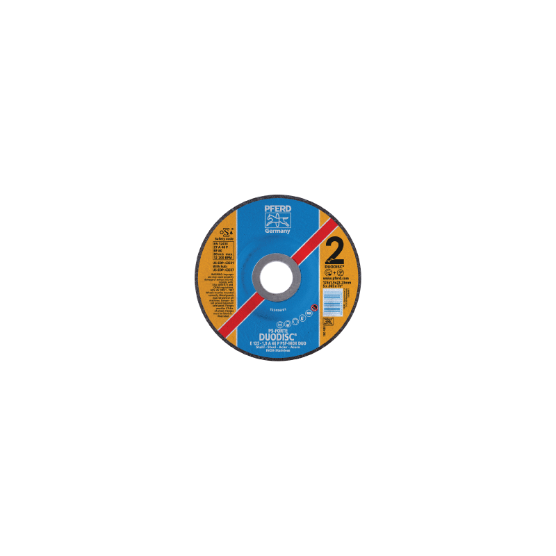 PFERD Cut-Off Wheels Universal Line PSF Duodisc Steelox Combination Wheel E 125-1,9 A 46 P PSF-Inox-Duo/22,23
