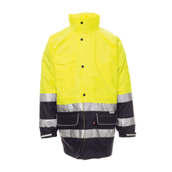 Parka SECURITY de Alta Visibilidade 4 em 1 Capucho Oculto Amarelo Fluo Azul Marinho S CHEMITOOL BY PAYPER