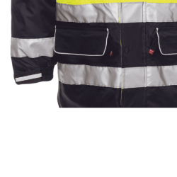 CHEMITOOL BY PAYPER SECURITY High Visibility 4-in-1 Parka Hidden Hood Fluo Yellow Navy Blue S