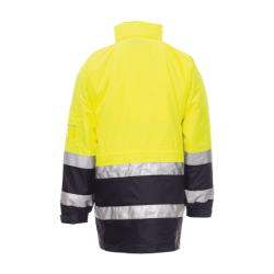 Parka SECURITY de Alta Visibilidade 4 em 1 Capucho Oculto Amarelo Fluo Azul Marinho S CHEMITOOL BY PAYPER