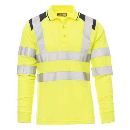 Polo GUARD+WINTER Manga Comprida AV 150g Amarelo Fluo/Azul Marinho S CHEMITOOL BY PAYPER