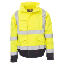 Casaco Acolchoado Av BICOLOR Capucho Oculto Amarelo Fluo Azul Marinho M CHEMITOOL BY PAYPER