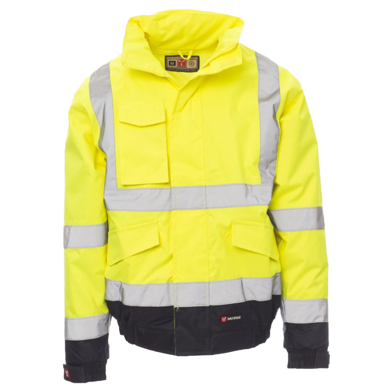 Casaco Acolchoado Av BICOLOR Capucho Oculto Amarelo Fluo Azul Marinho M CHEMITOOL BY PAYPER