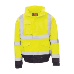 Casaco Acolchoado Av BICOLOR Capucho Oculto Amarelo Fluo Azul Marinho S CHEMITOOL BY PAYPER