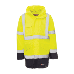 Parka DOCKYARD de Alta Visibilidade 3 em 1 Capucho Oculto Amarelo Fluo Azul Marinho S CHEMITOOL BY PAYPER
