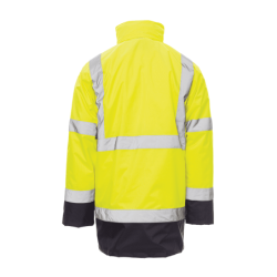 Parka DOCKYARD de Alta Visibilidade 3 em 1 Capucho Oculto Amarelo Fluo Azul Marinho S CHEMITOOL BY PAYPER