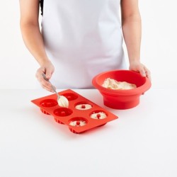 6 Mini Savarin Cake Mould Red