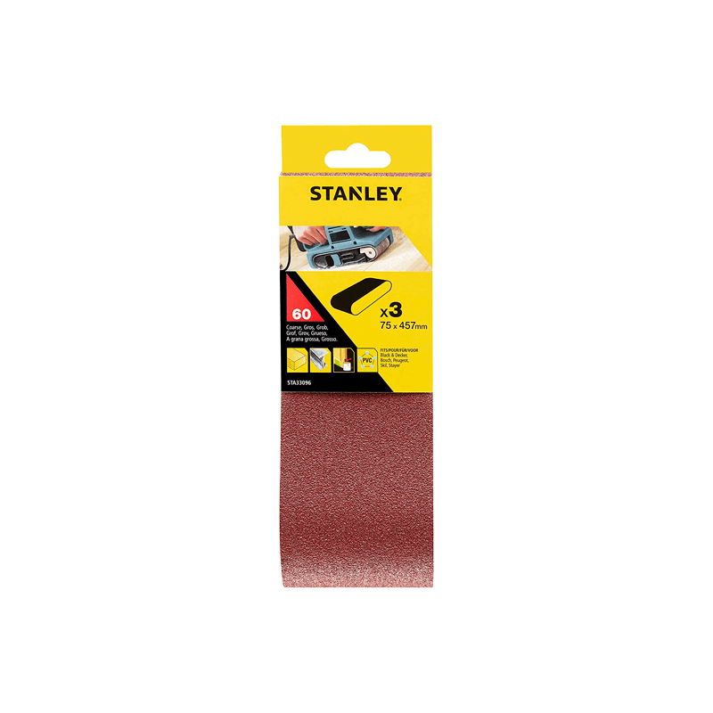 3 Cintas de lixa. 75x457 mm.