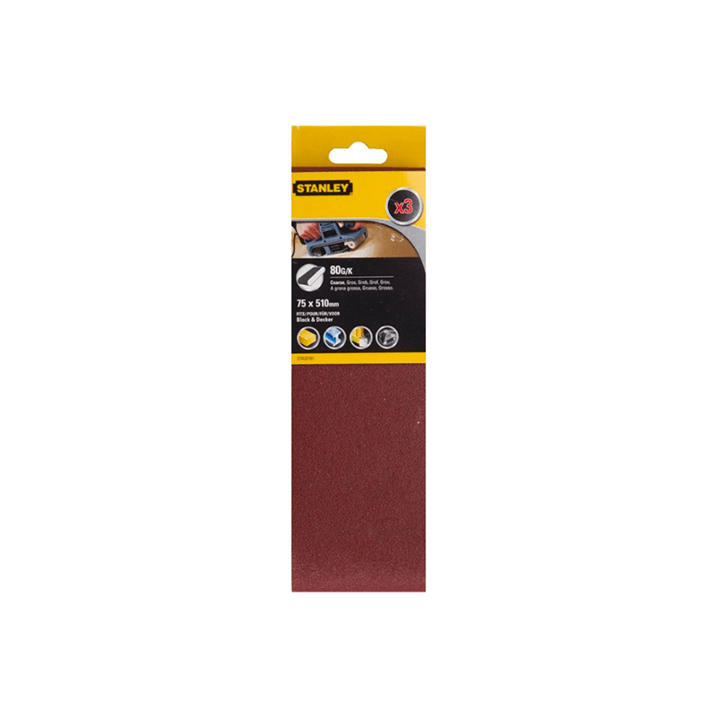 3 Cintas de lixa. 75x510 mm.