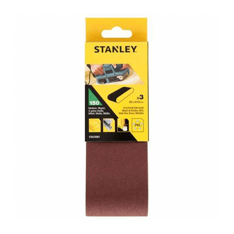 3 Bandas de lixa 75 x 533 mm Grão 60 STANLEY