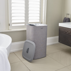 2-Pieces Grey Laundry Basket Set - Love Laundry