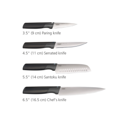 Conjunto de 8 Peças (Facas e Tábuas de Cortar) Grafite - Folio Plus