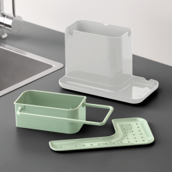 Kitchen Sink Organiser Stone and Green - Caddy Small