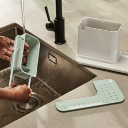 Kitchen Sink Organiser Stone and Green - Caddy Small
