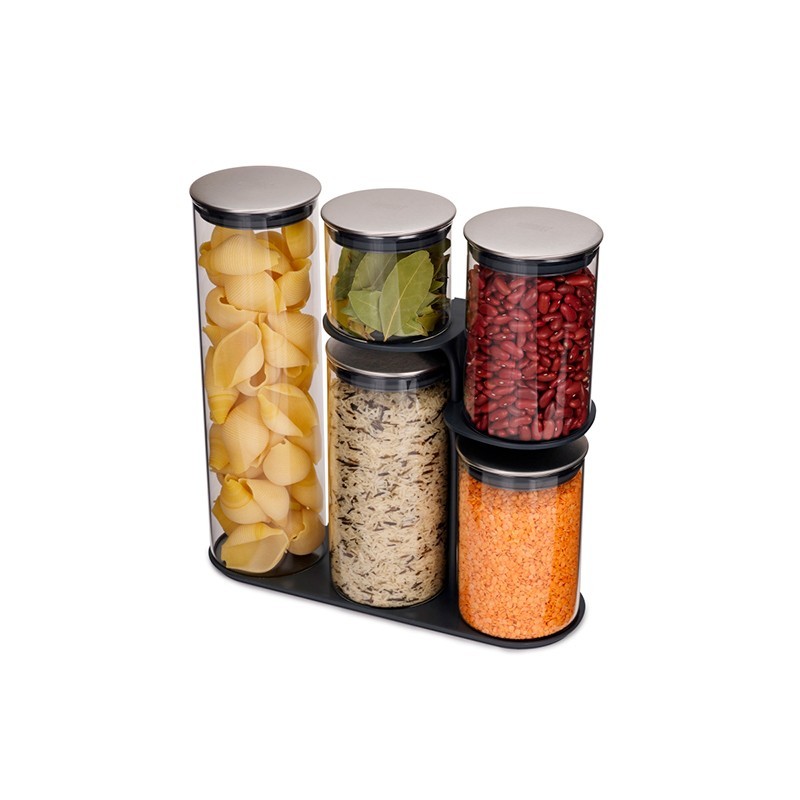 Set de 5 Frascos de Vidro com Suporte - Podium 100 Set de 5 Frascos de Vidro com Suporte - Podium 100