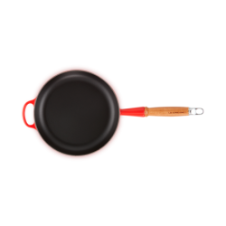 Low Frying Pan Wooden Handle Cerise  24cm - Signature