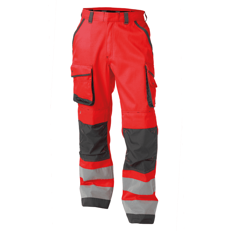 DASSY Chicago High Visibility Work Trousers n.º 42 +/- 290 g/m² Fluo Red/Grey
