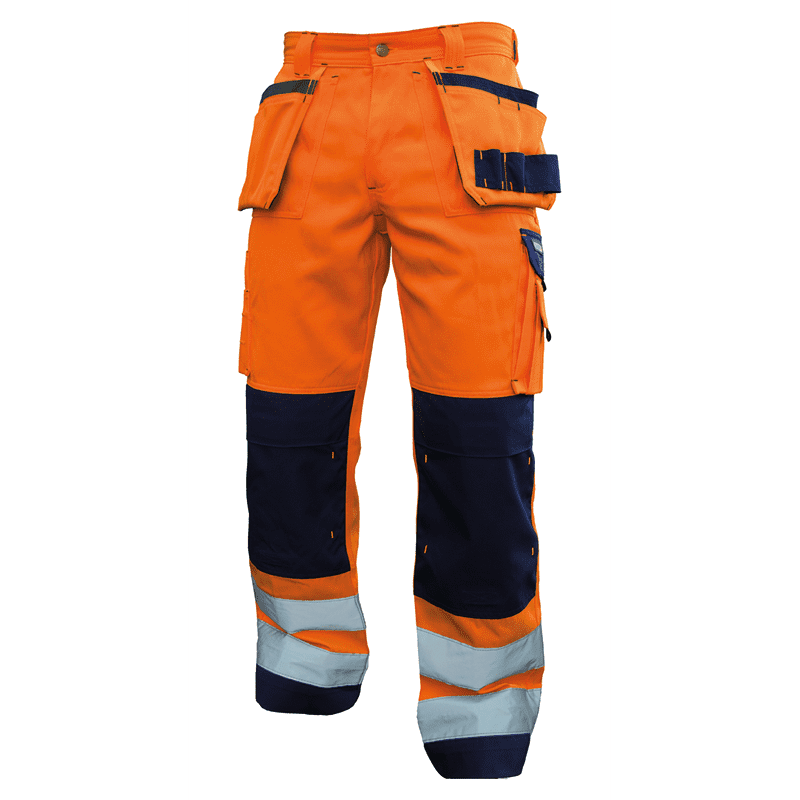 DASSY Glasgow High Visibility Work Trousers n.º 52 +/- 290 g/m² Fluo Orange/Navy