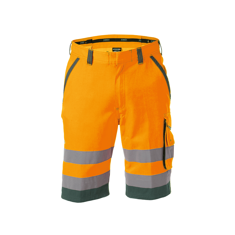 Calções de Trabalho Refletores Lucca n.º 50 +/- 290 g/m² Laranja Fluo/Verde Garrafa DASSY