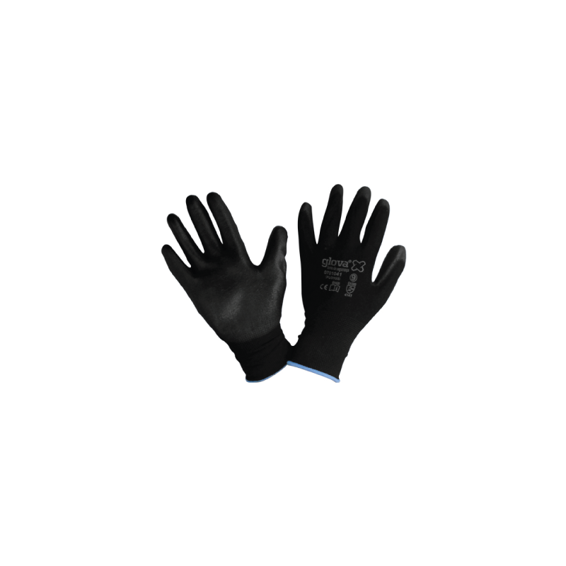 Luva Nylon Recoberta a Poliuretano Preto ref:7 CHEMITOOL SAFETY