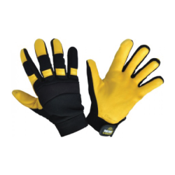 CHEMITOOL SAFETY Yellow Leather Glove With Black Polyester Vack Ref:10