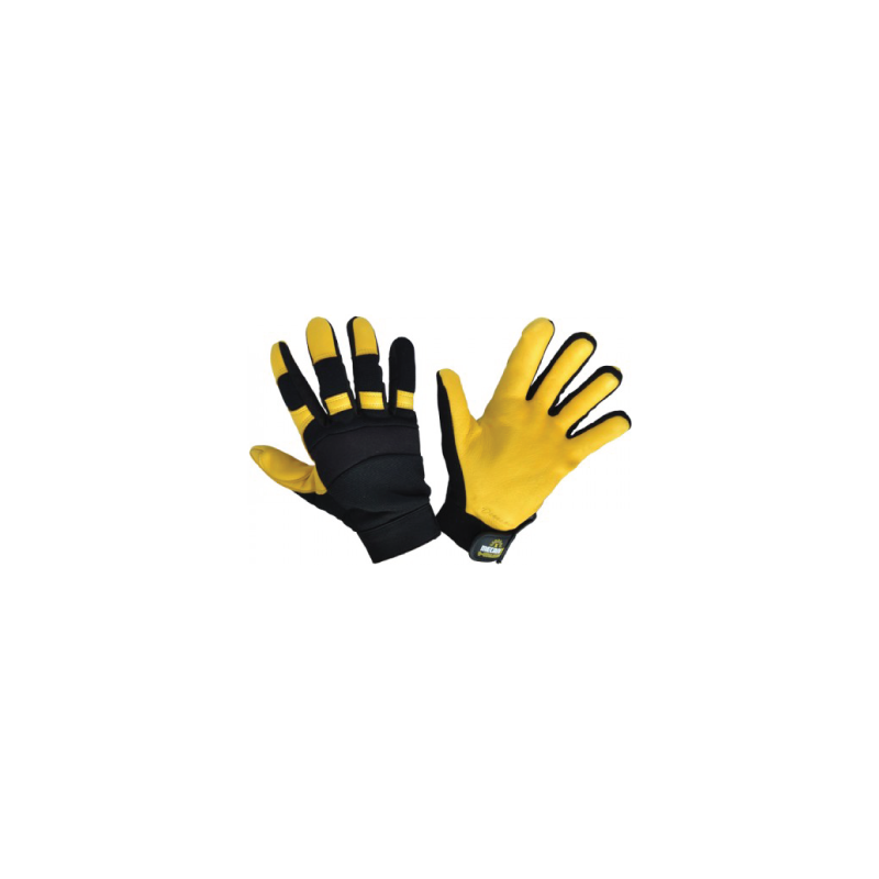 CHEMITOOL SAFETY Yellow Leather Glove With Black Polyester Vack Ref:10