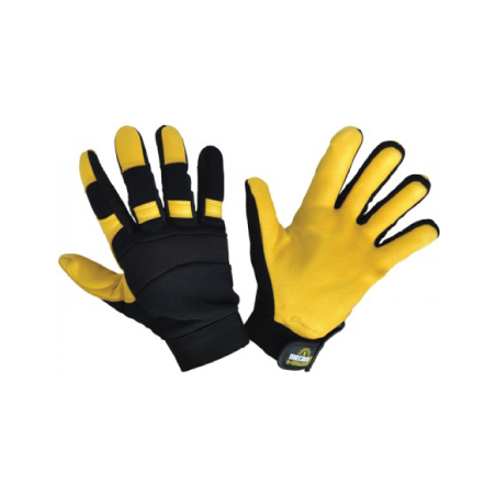 CHEMITOOL SAFETY Yellow Leather Glove With Black Polyester Vack Ref:10