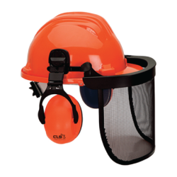 CHEMITOOL SAFETY Helmet with visor and earpiece High Density Polyethylene Red
