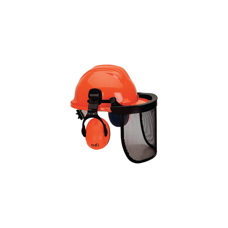 CHEMITOOL SAFETY Helmet with visor and earpiece High Density Polyethylene Red