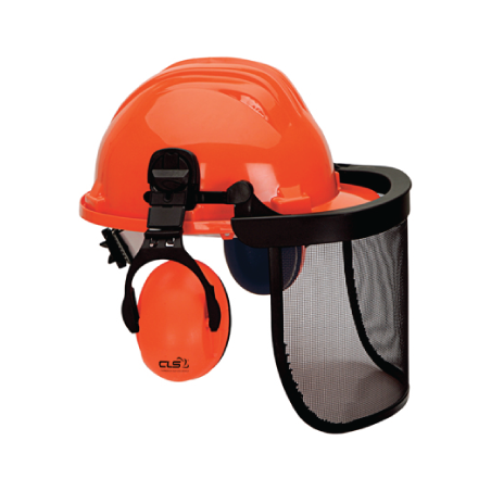 CHEMITOOL SAFETY Helmet with visor and earpiece High Density Polyethylene Red