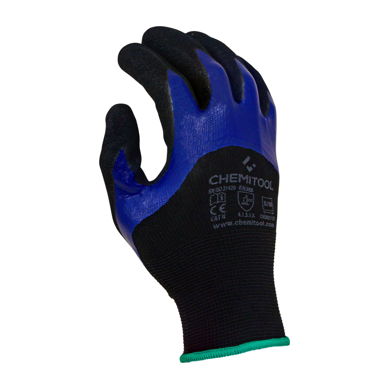 CHEMITOOL SAFETY Polyester Glove OILY&WET Lined with ¾ Double Nitrile Ref:9