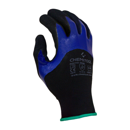 CHEMITOOL SAFETY Polyester Glove OILY&WET Lined with ¾ Double Nitrile Ref:10