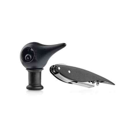 Corkscrew and Wine Stopper Black - Rocks