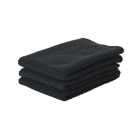 Set of 3 Dish Cloths Black - Singles