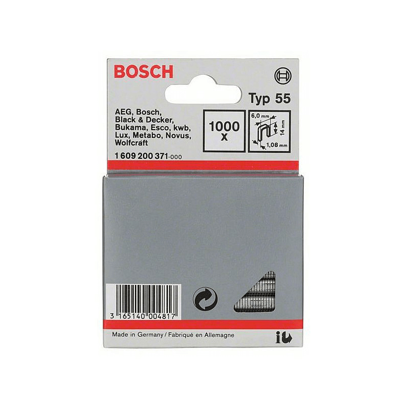 Agrafo tipo 55: 6,0x 1,08x14mm: 1.000uds