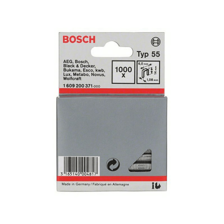 Agrafo tipo 55: 6,0x 1,08x14mm: 1.000uds